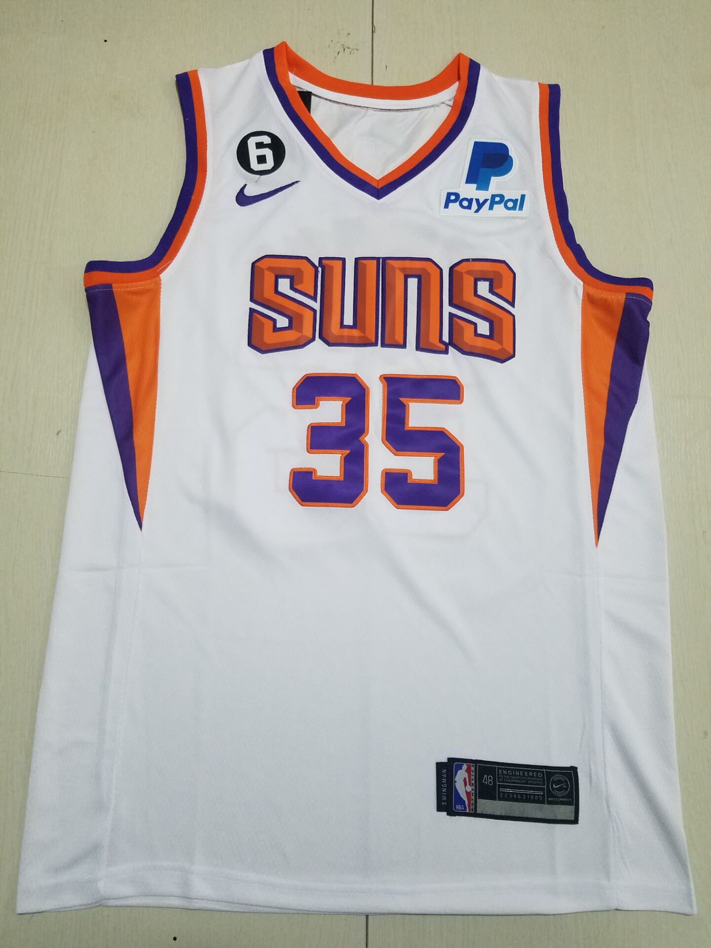 Men Phoenix Suns 35 Durant White Nike Paypal 2023 NBA Jersey